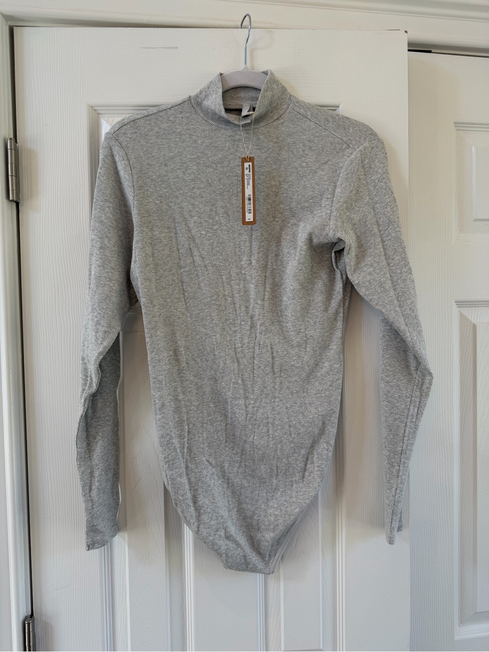 Skims Gray Mock Neck Sweater Bodysuit
